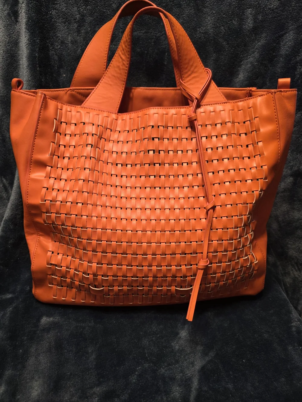 Vince Camuto Bright Orange Woven Tote